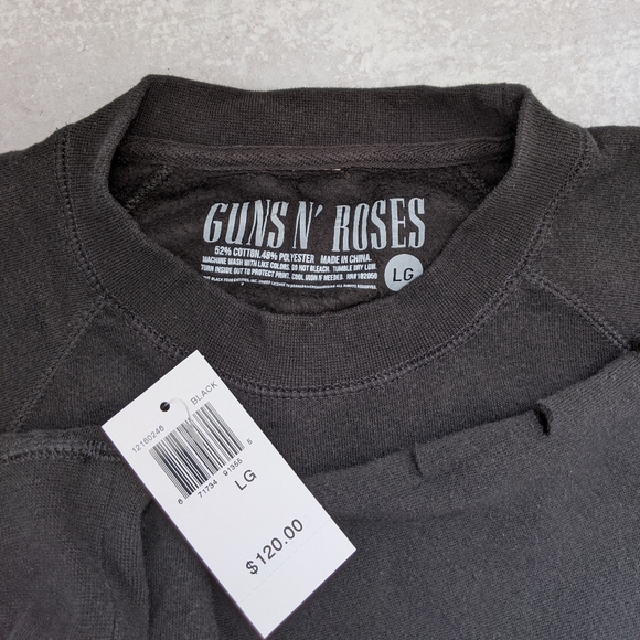 Guns N' Roses Graphic Distressed Cut-Out Sweatshirt, Black L NWT - Picture 4 of 7